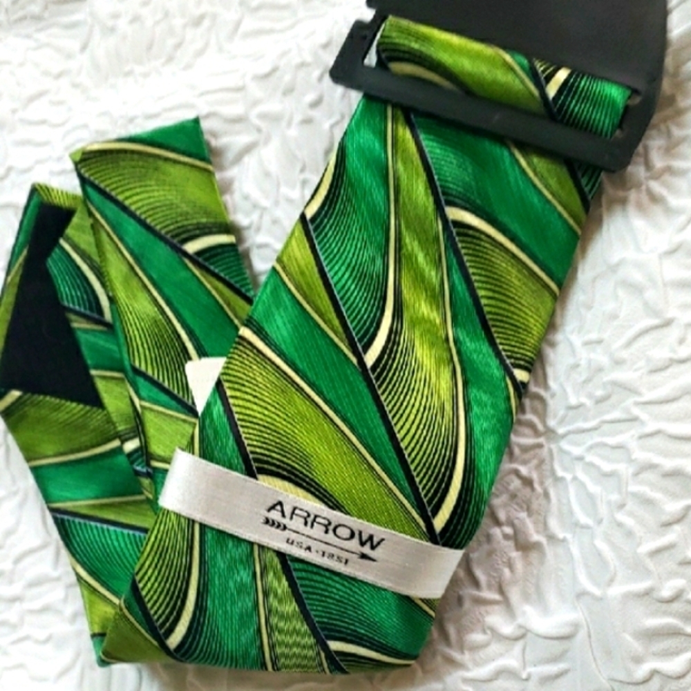 Arrow Green Striped Silk Tie